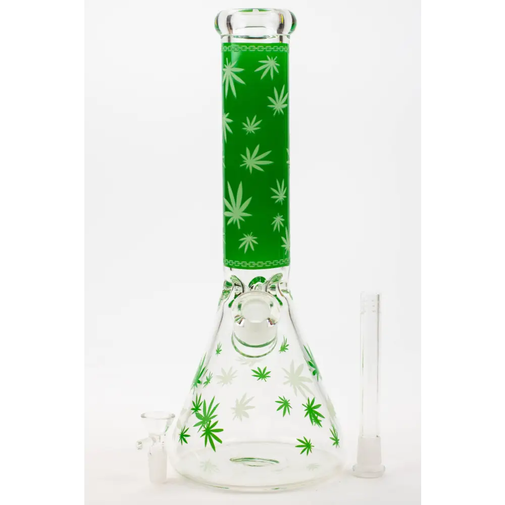 14" Leaf Glow in the dark 7 mm glass bong [A52]_5