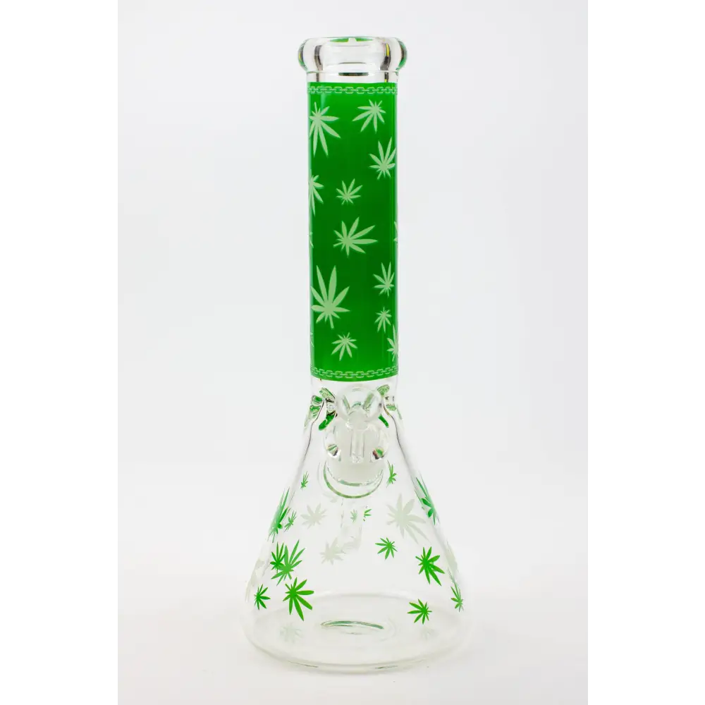 14" Leaf Glow in the dark 7 mm glass bong [A52]_1