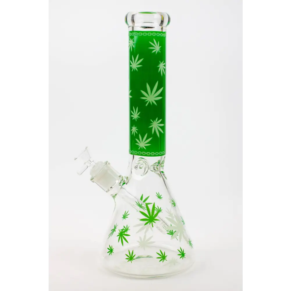 14" Leaf Glow in the dark 7 mm glass bong [A52]_13