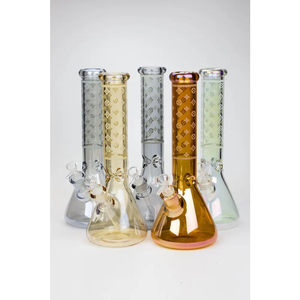 14" Luxury Logo 7 mm classic Electroplated Glass beaker Bong n_0