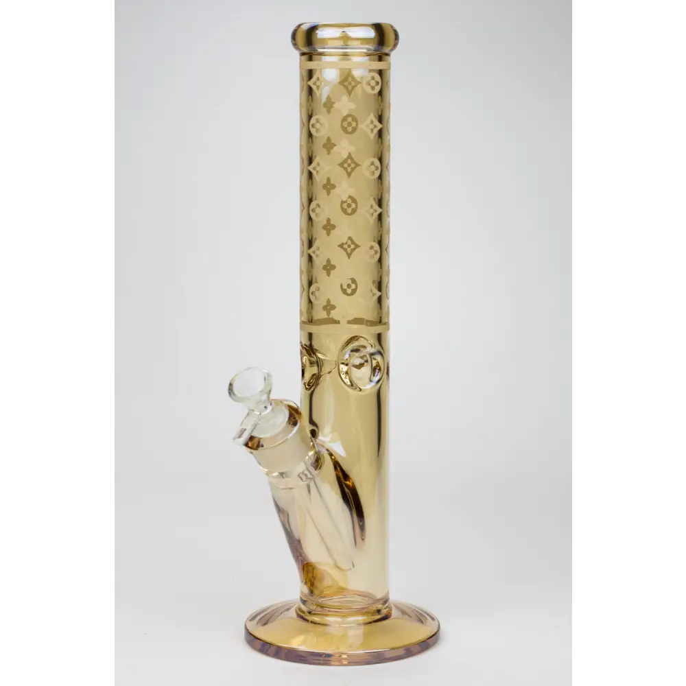 14" Luxury Logo 7 mm classic Electroplated Straight Tube Bong_5