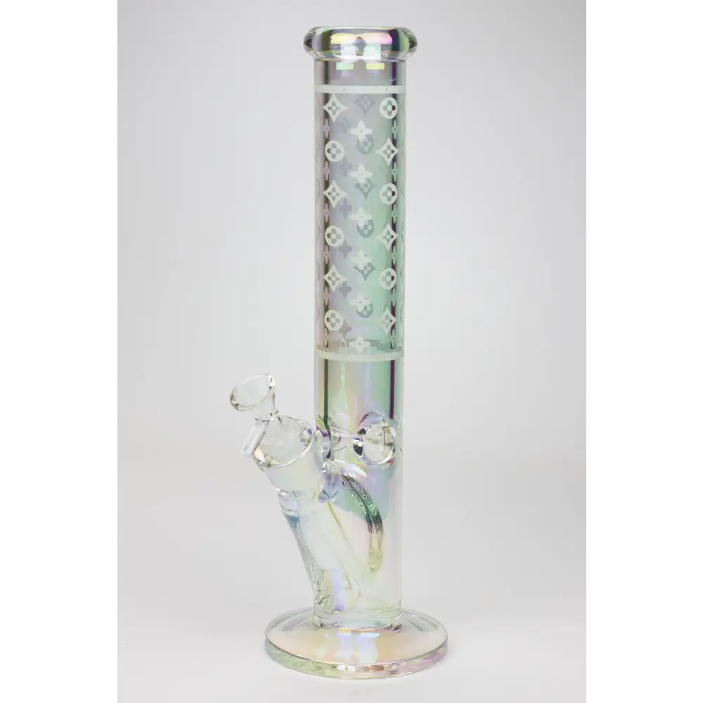 14" Luxury Logo 7 mm classic Electroplated Straight Tube Bong_3