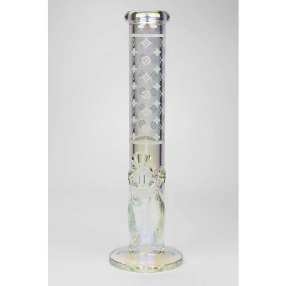 14" Luxury Logo 7 mm classic Electroplated Straight Tube Bong_7