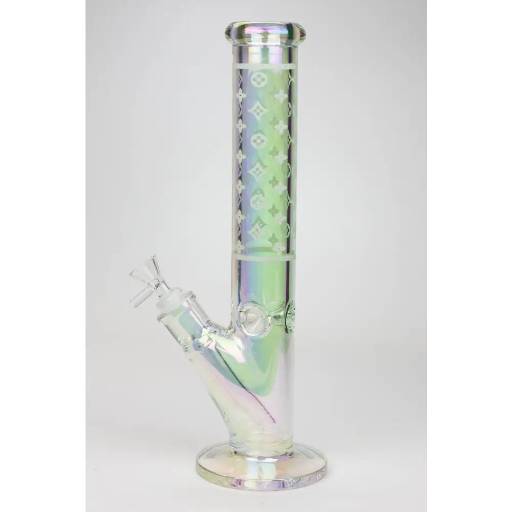 14" Luxury Logo 7 mm classic Electroplated Straight Tube Bong_6