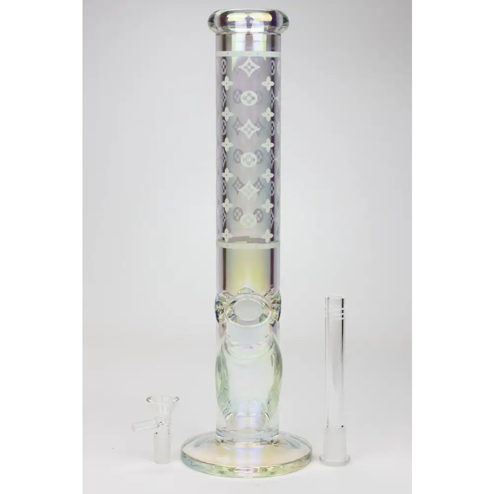 14" Luxury Logo 7 mm classic Electroplated Straight Tube Bong_2