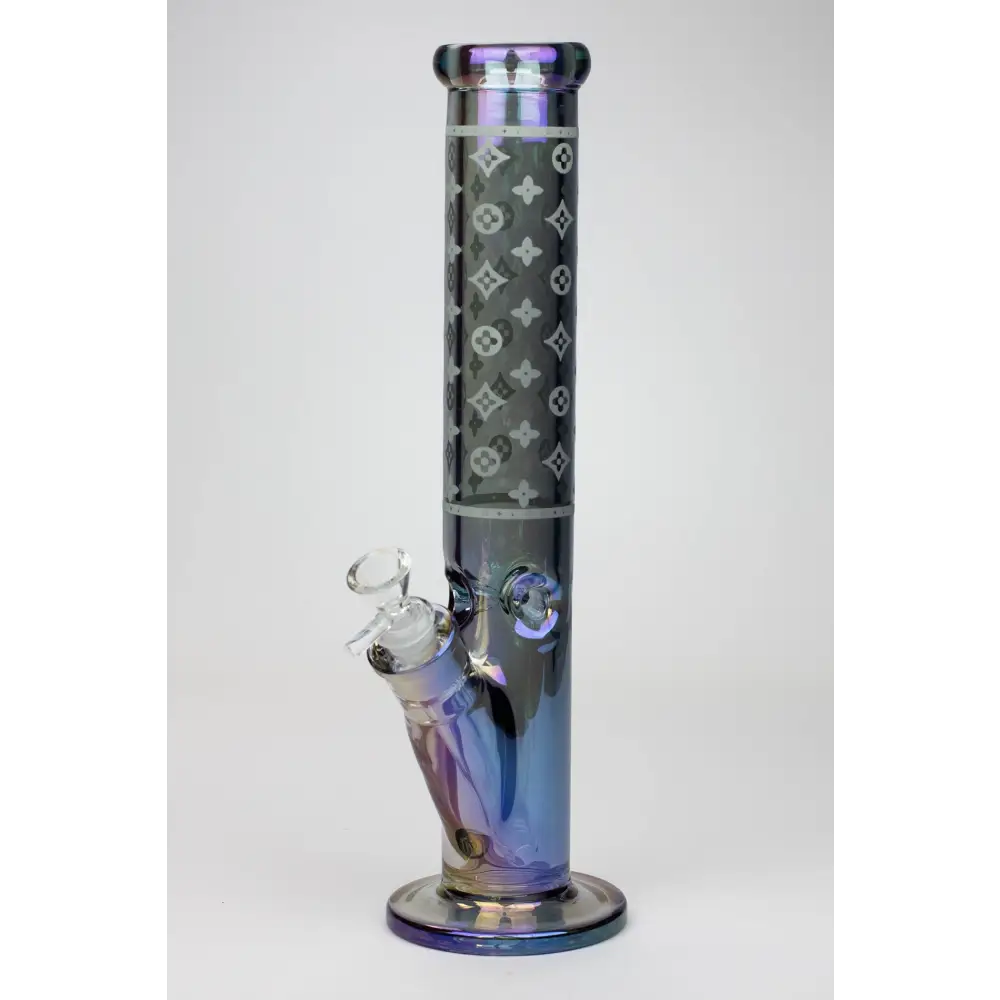 14" Luxury Logo 7 mm classic Electroplated Straight Tube Bong_4