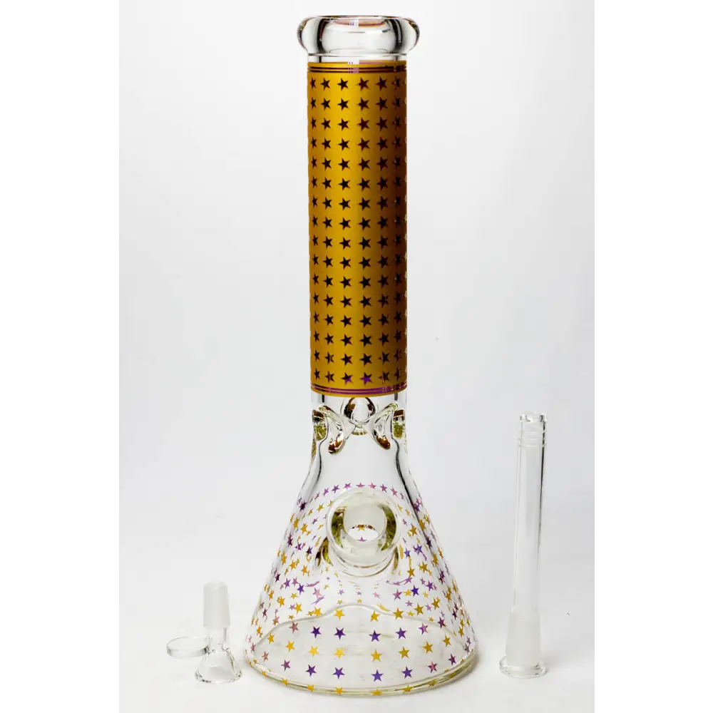 14" Star 7 mm glass water bong_5