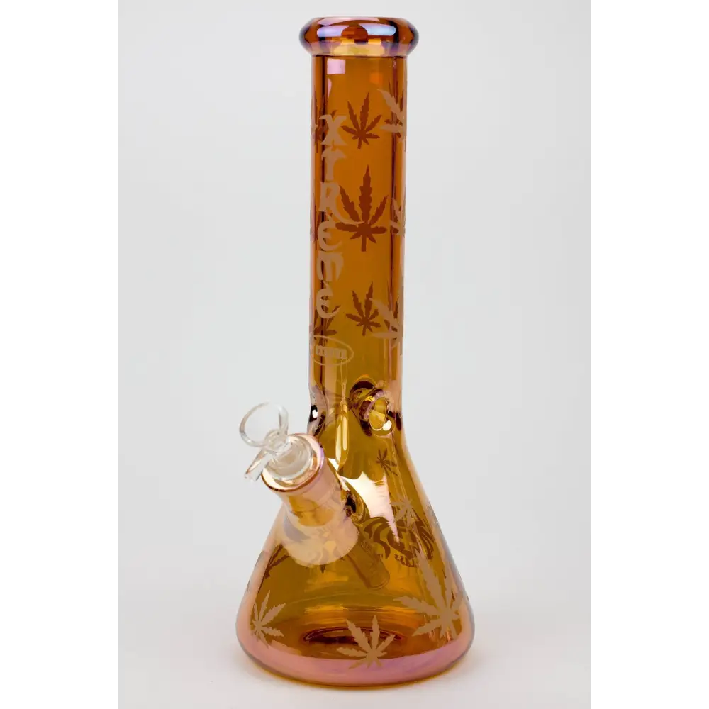 14" XTREME Glass / 7 mm / Leaf Electroplated Glass beaker Bong_8