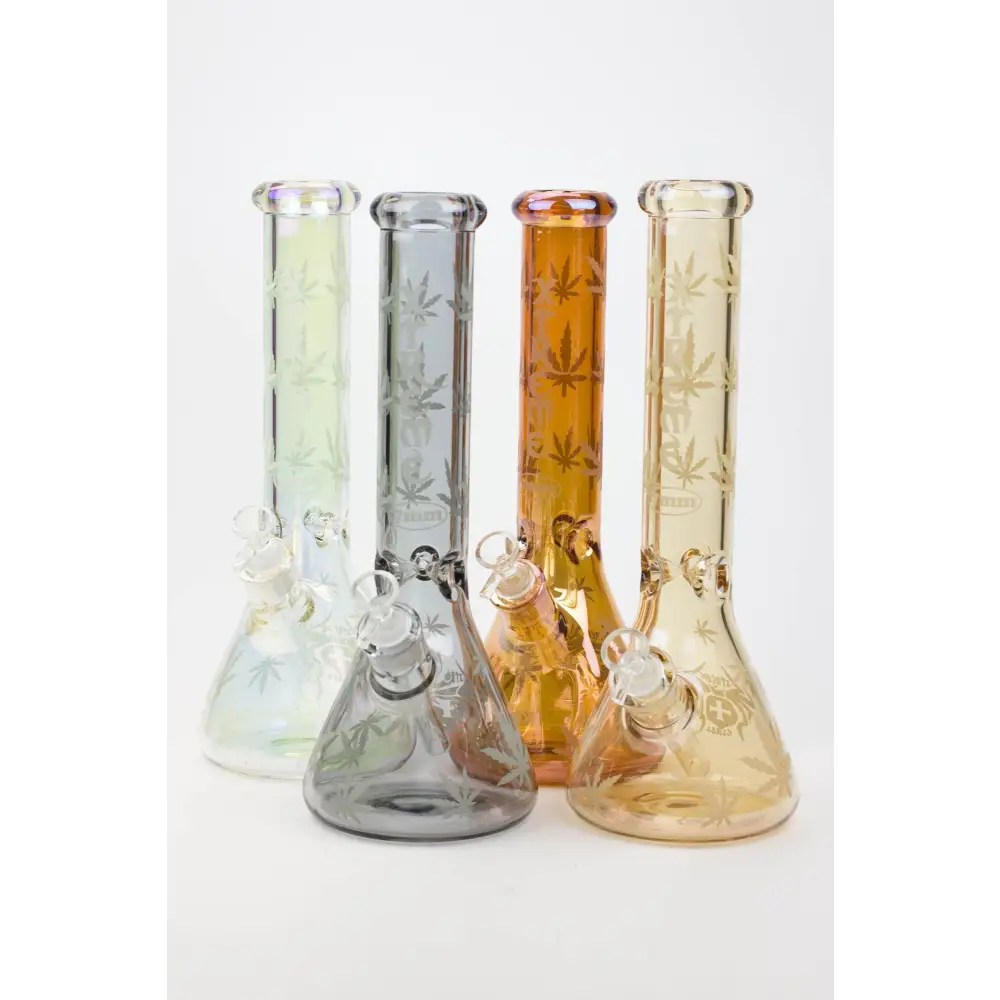 14" XTREME Glass / 7 mm / Leaf Electroplated Glass beaker Bong_0