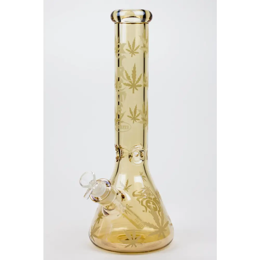 14" XTREME Glass / 7 mm / Leaf Electroplated Glass beaker Bong_9