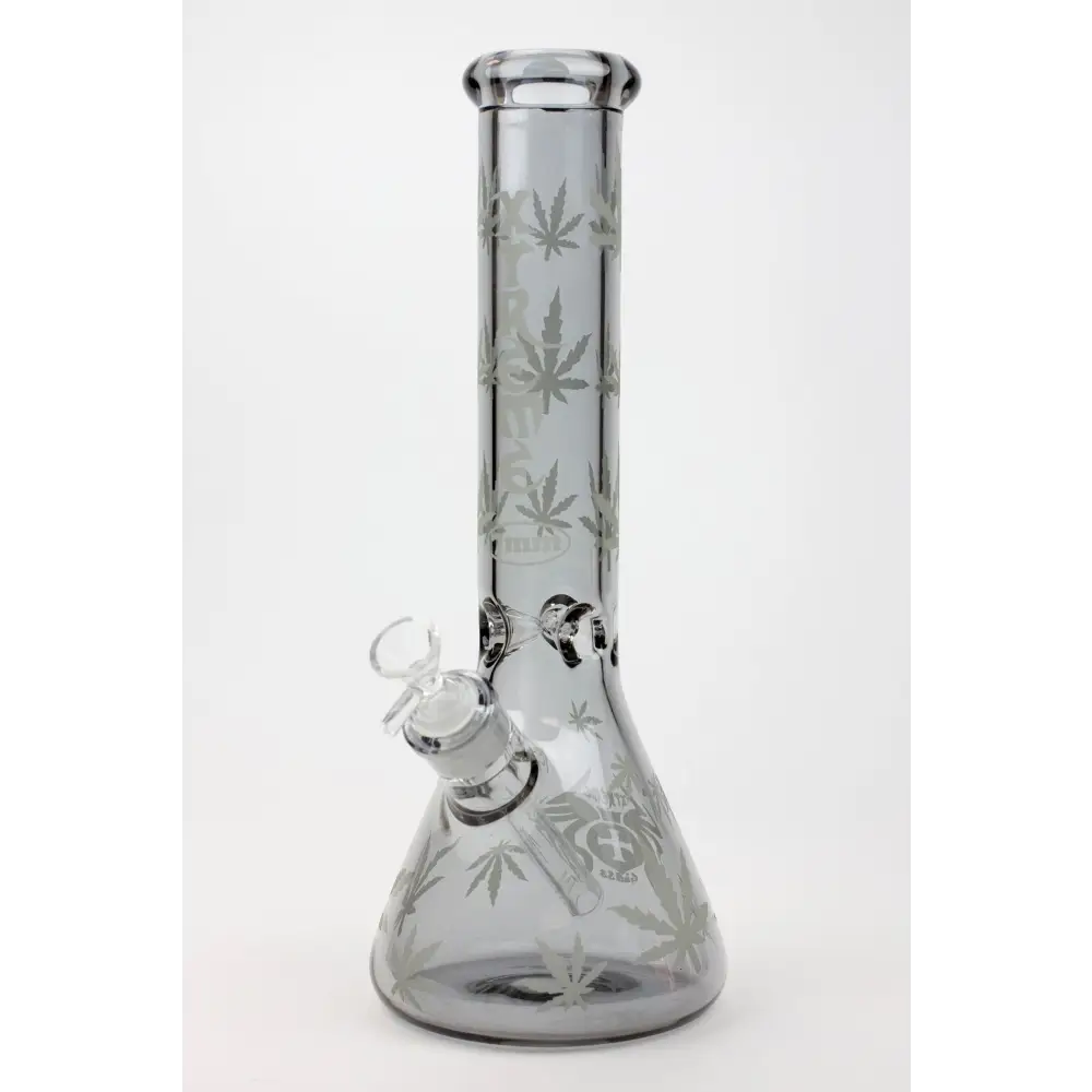 14" XTREME Glass / 7 mm / Leaf Electroplated Glass beaker Bong_6