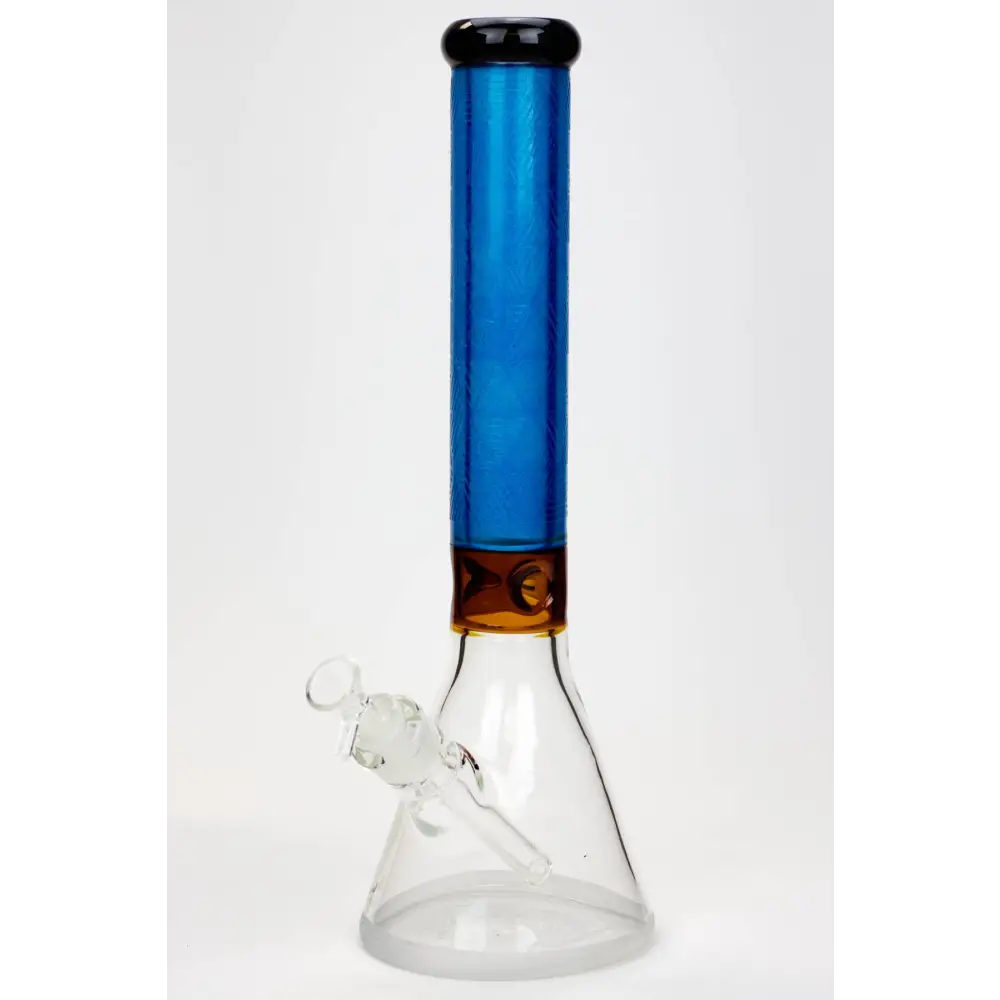 15" Genie 7 mm sandblasted artwork tube glass water bong_7