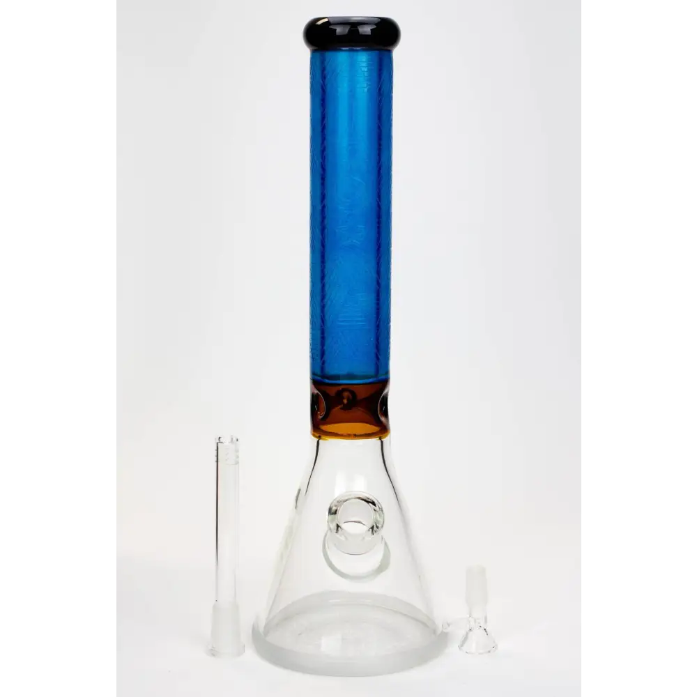 15" Genie 7 mm sandblasted artwork tube glass water bong_5