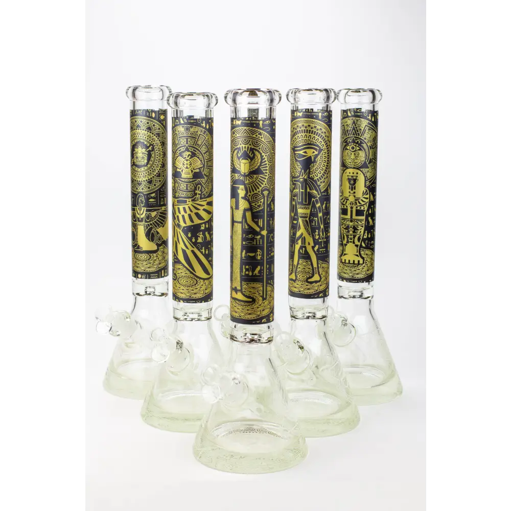 16" Egyptian Hieroglyph / 9 mm / Glow in the dark / Glass Bong  [MG22]_0