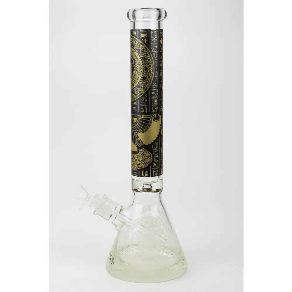 16" Egyptian Hieroglyph / 9 mm / Glow in the dark / Glass Bong  [MG22]_1