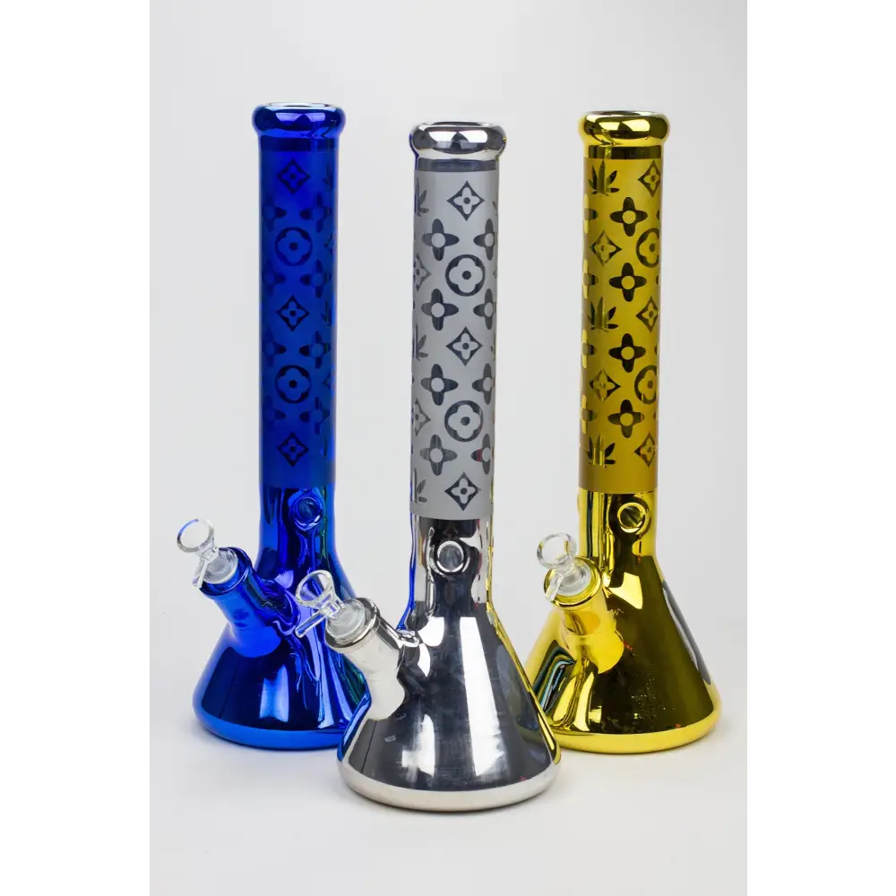 16" Luxury pattern 7 mm metallic beaker bong_0