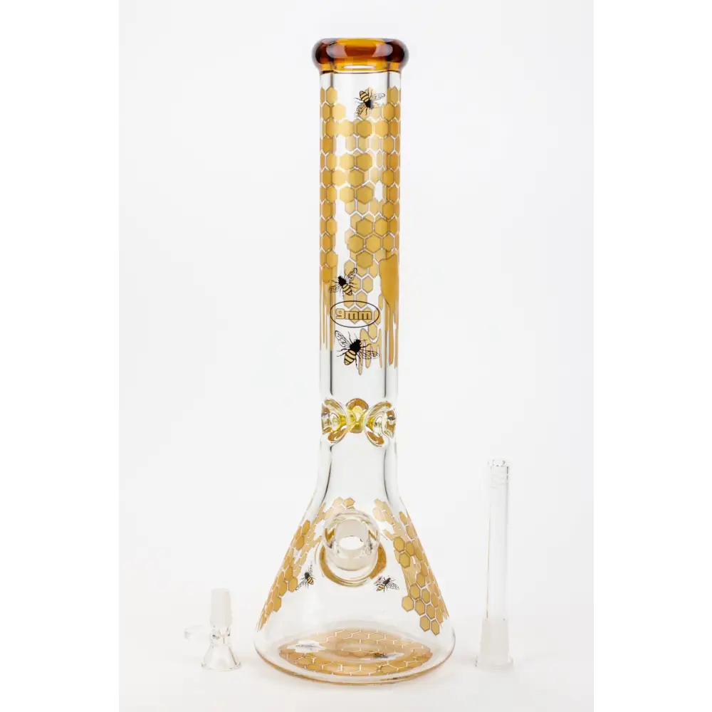 16" SOUL glass BEE / 9 mm / beaker glass bong  [S2076]_2