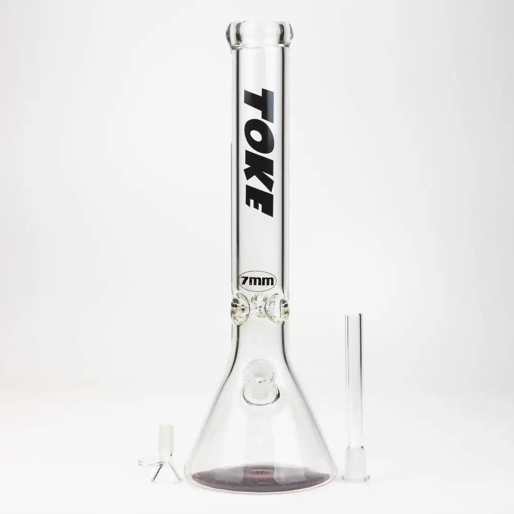 16" TOKE 7 mm glass water beaker bong_1