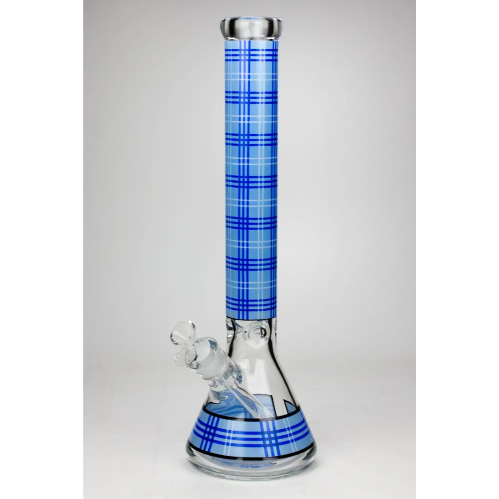 17.5" Check pattern 9 mm glass beaker bong_5