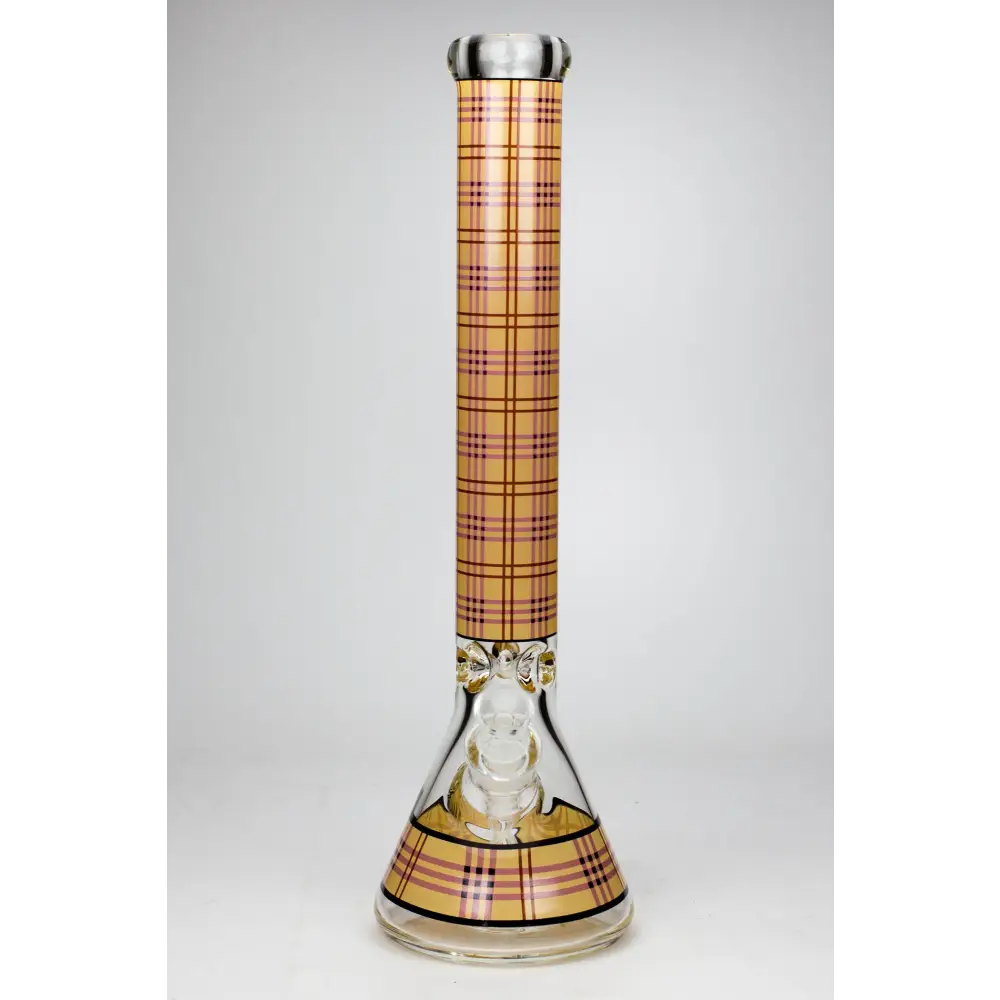 17.5" Check pattern 9 mm glass beaker bong_7