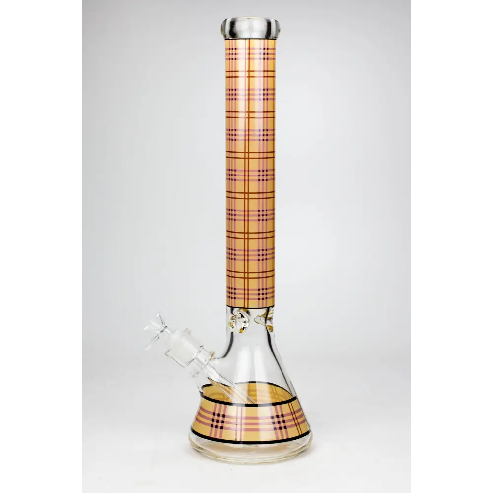 17.5" Check pattern 9 mm glass beaker bong_6