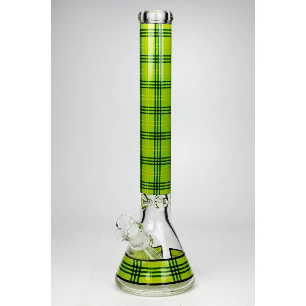 17.5" Check pattern 9 mm glass beaker bong_4