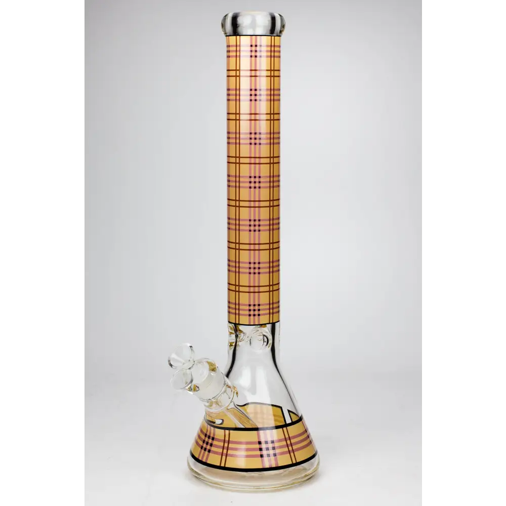 17.5" Check pattern 9 mm glass beaker bong_2