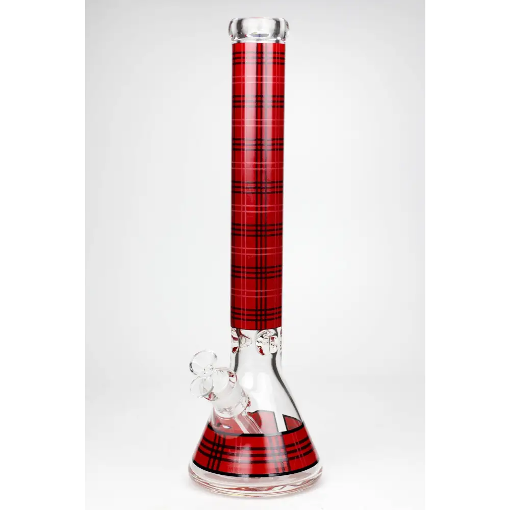 17.5" Check pattern 9 mm glass beaker bong_3