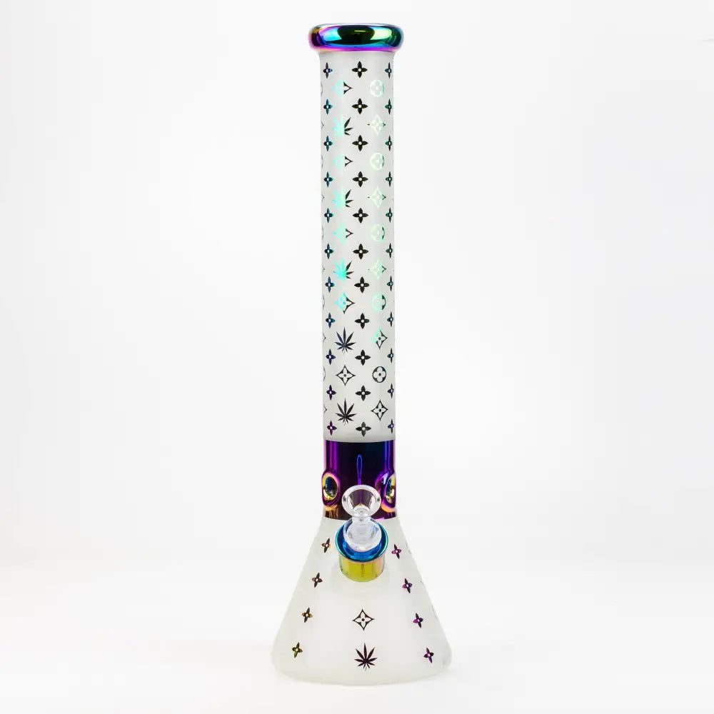 17.5"  Luxury Pattern 7 mm frosted glass beaker bong_10