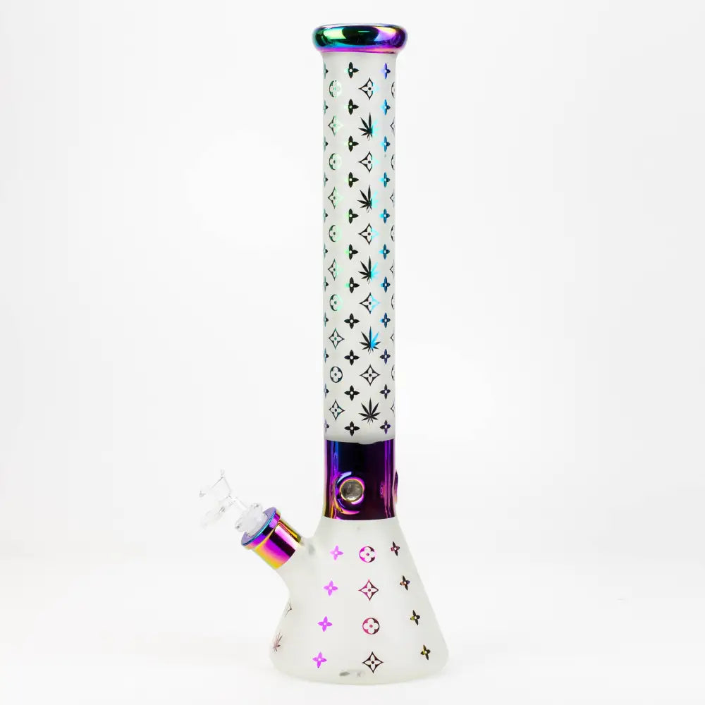 17.5"  Luxury Pattern 7 mm frosted glass beaker bong_9