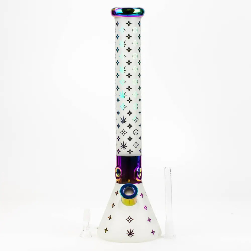 17.5"  Luxury Pattern 7 mm frosted glass beaker bong_3