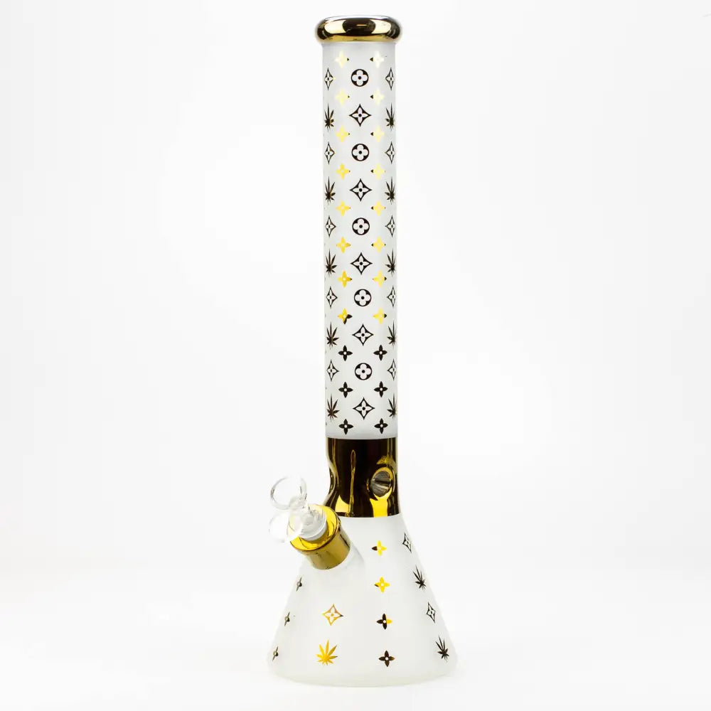 17.5"  Luxury Pattern 7 mm frosted glass beaker bong_5