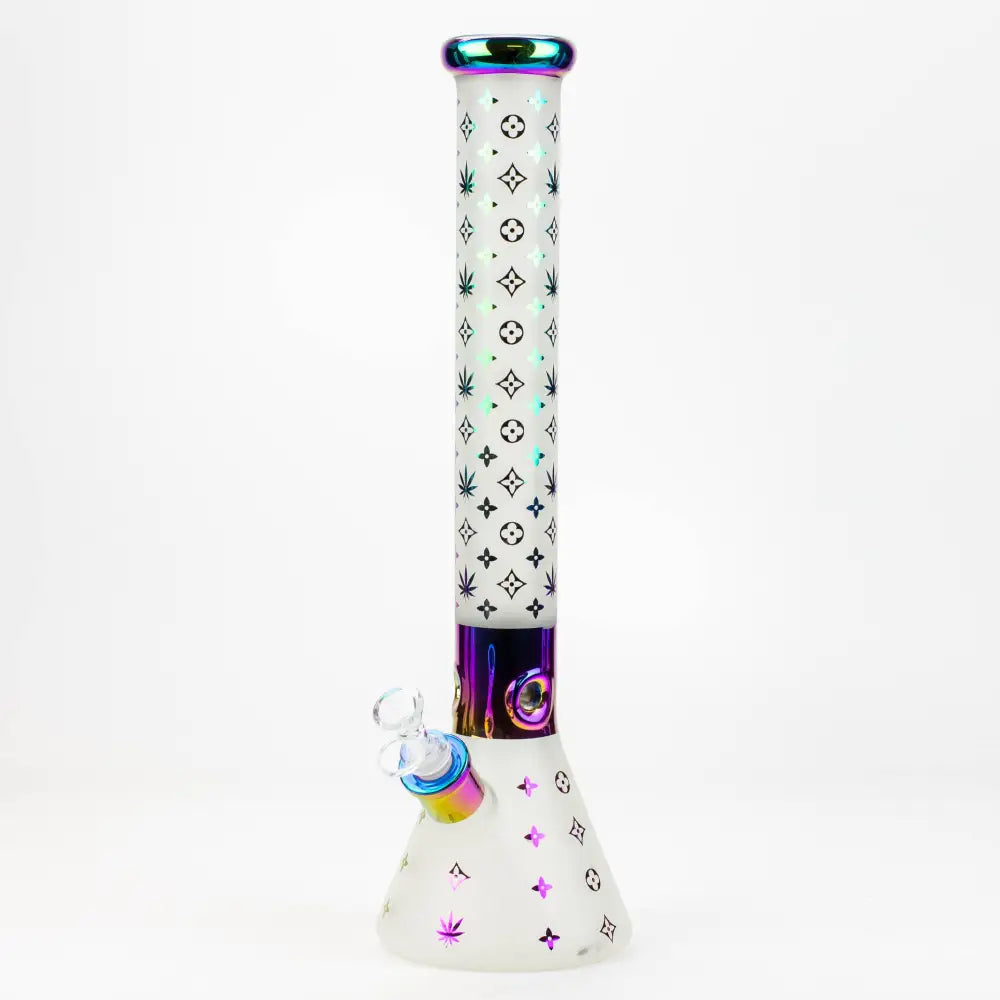 17.5"  Luxury Pattern 7 mm frosted glass beaker bong_4