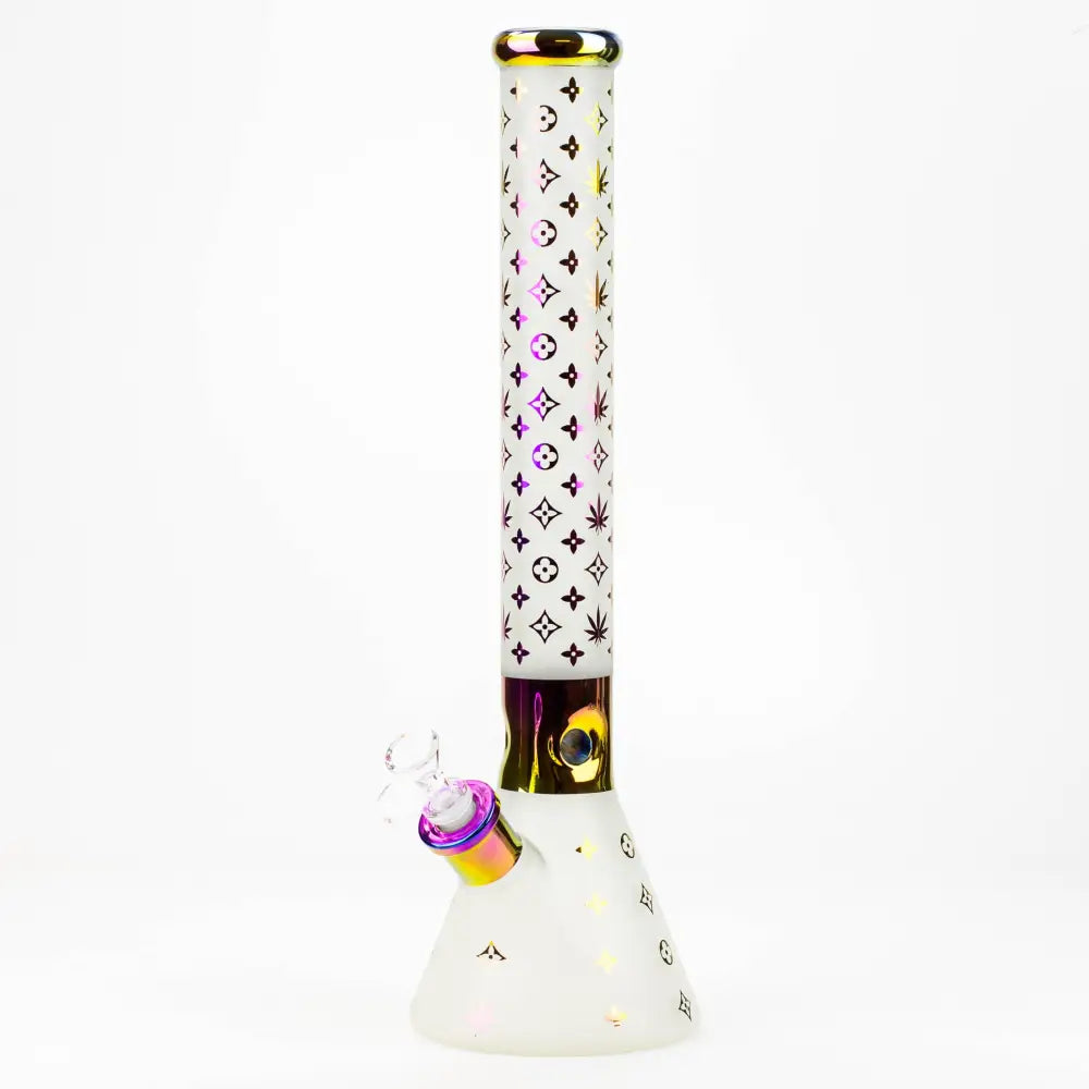 17.5"  Luxury Pattern 7 mm frosted glass beaker bong_6