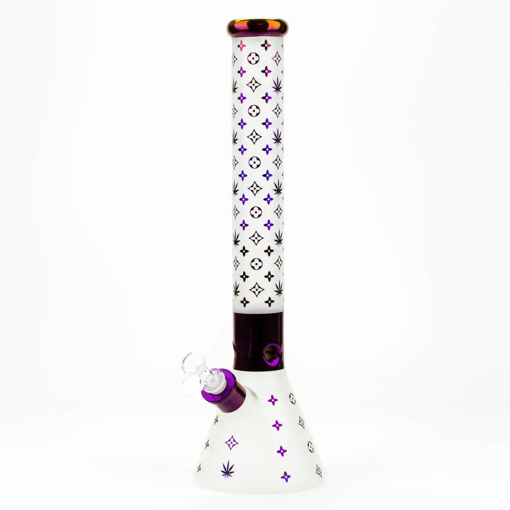 17.5"  Luxury Pattern 7 mm frosted glass beaker bong_7