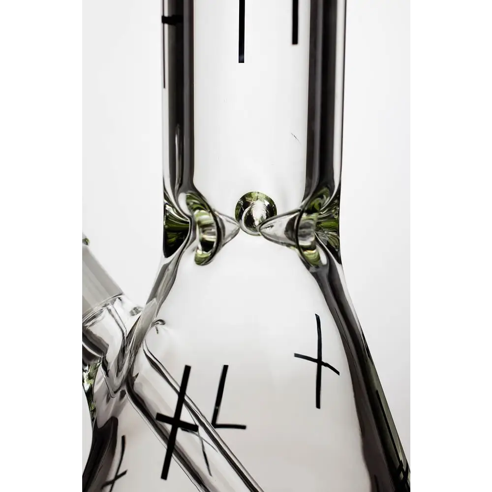 17" infyniti glass cross symbol printed beaker water bong_4