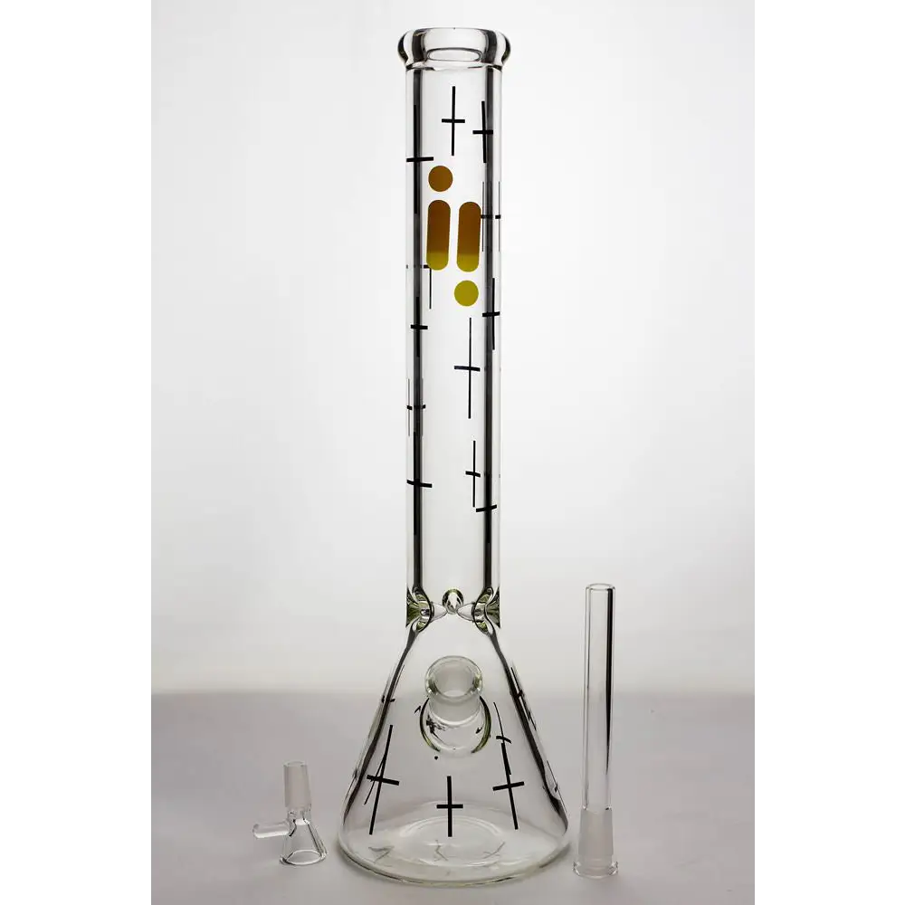 17" infyniti glass cross symbol printed beaker water bong_7