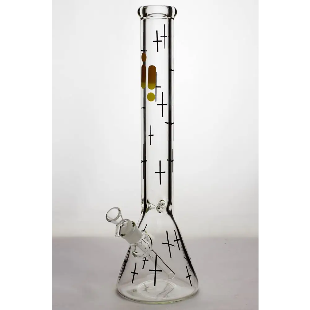 17" infyniti glass cross symbol printed beaker water bong_0