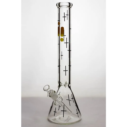 17" infyniti glass cross symbol printed beaker water bong_0