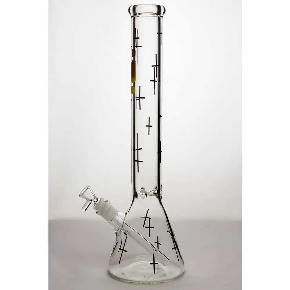 17" infyniti glass cross symbol printed beaker water bong_2