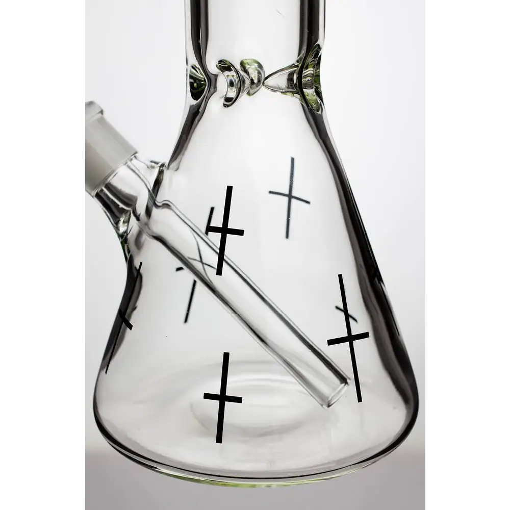 17" infyniti glass cross symbol printed beaker water bong_5