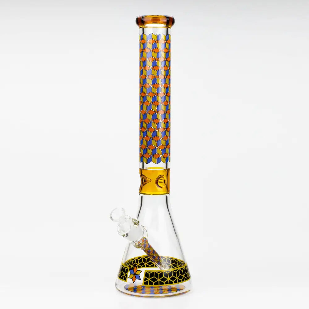 18" Cubic Pattern 7 mm glass water bong_6