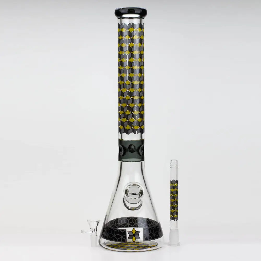 18" Cubic Pattern 7 mm glass water bong_5