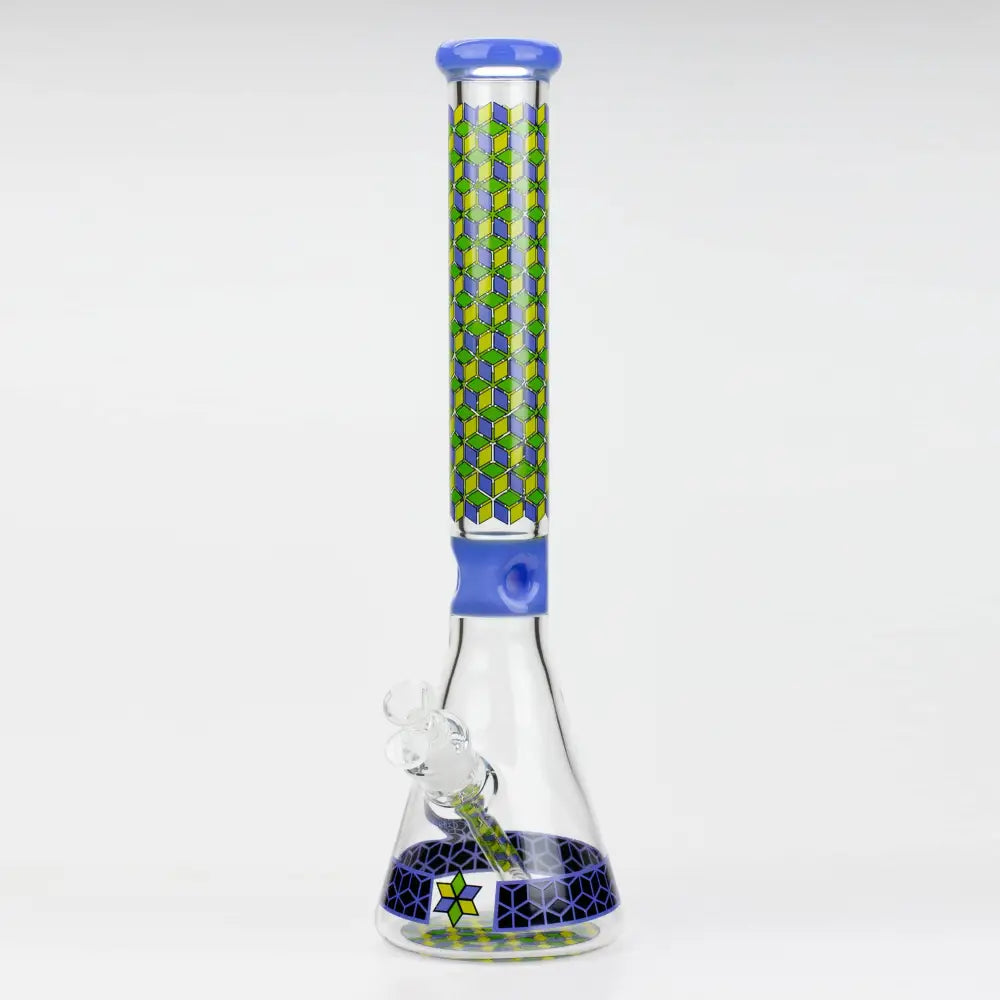 18" Cubic Pattern 7 mm glass water bong_9