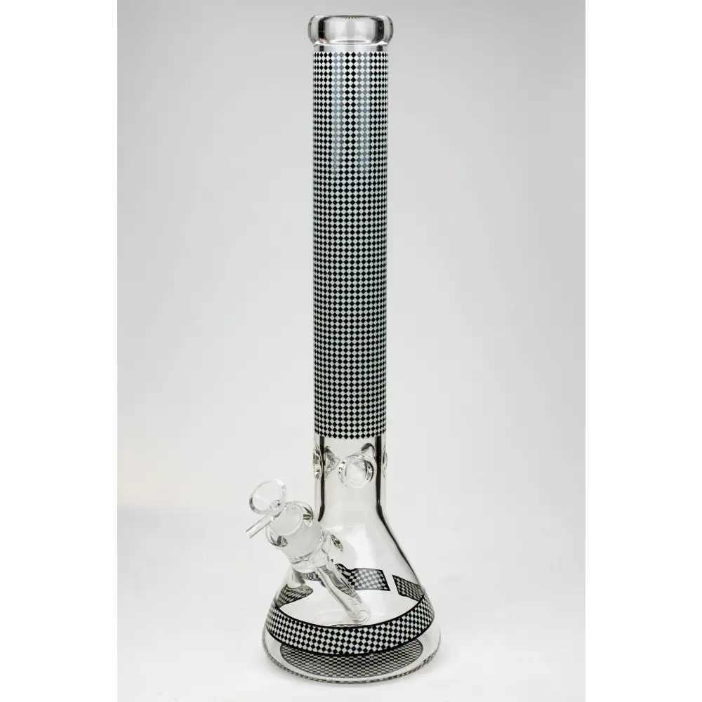 18" Diamond pattern Glow in the dark 7 mm glass beaker bong_7