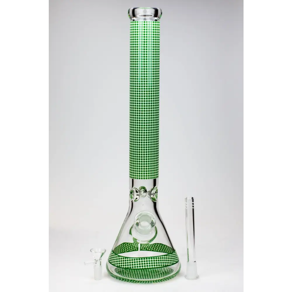 18" Diamond pattern Glow in the dark 7 mm glass beaker bong_11