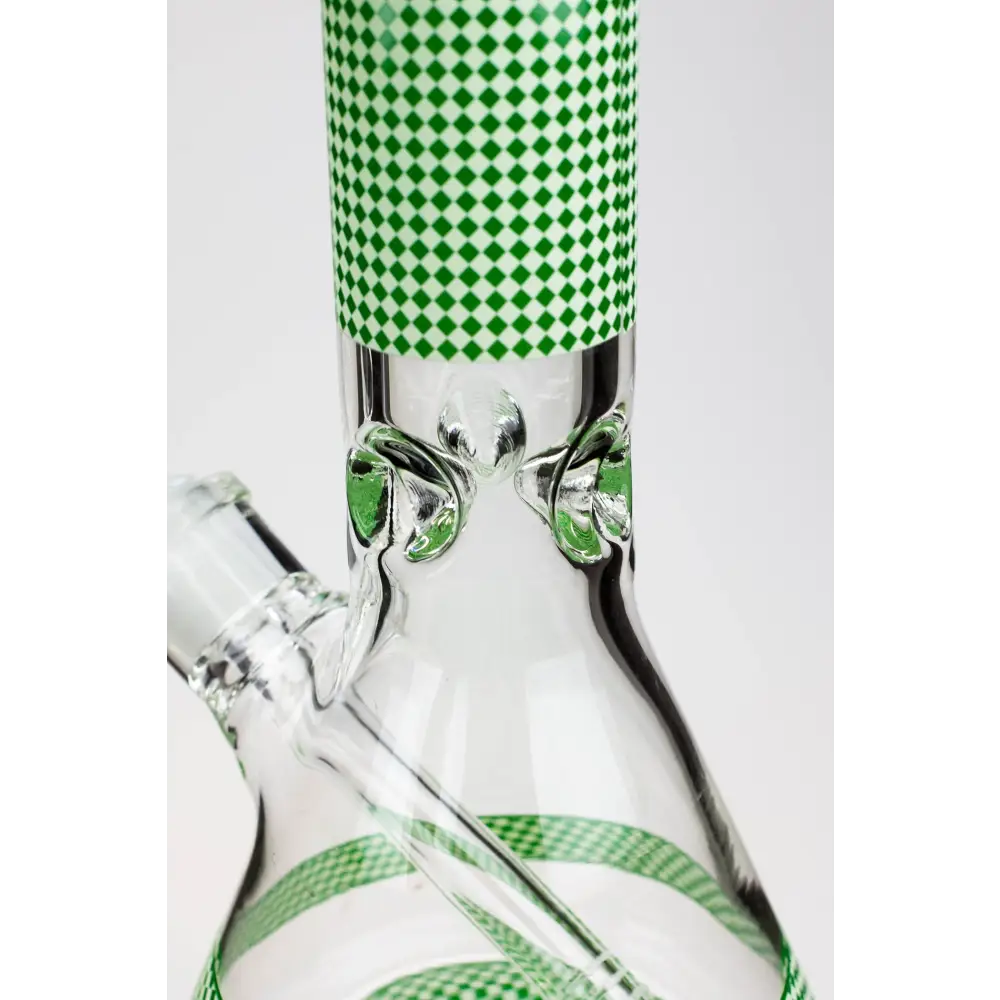 18" Diamond pattern Glow in the dark 7 mm glass beaker bong_4