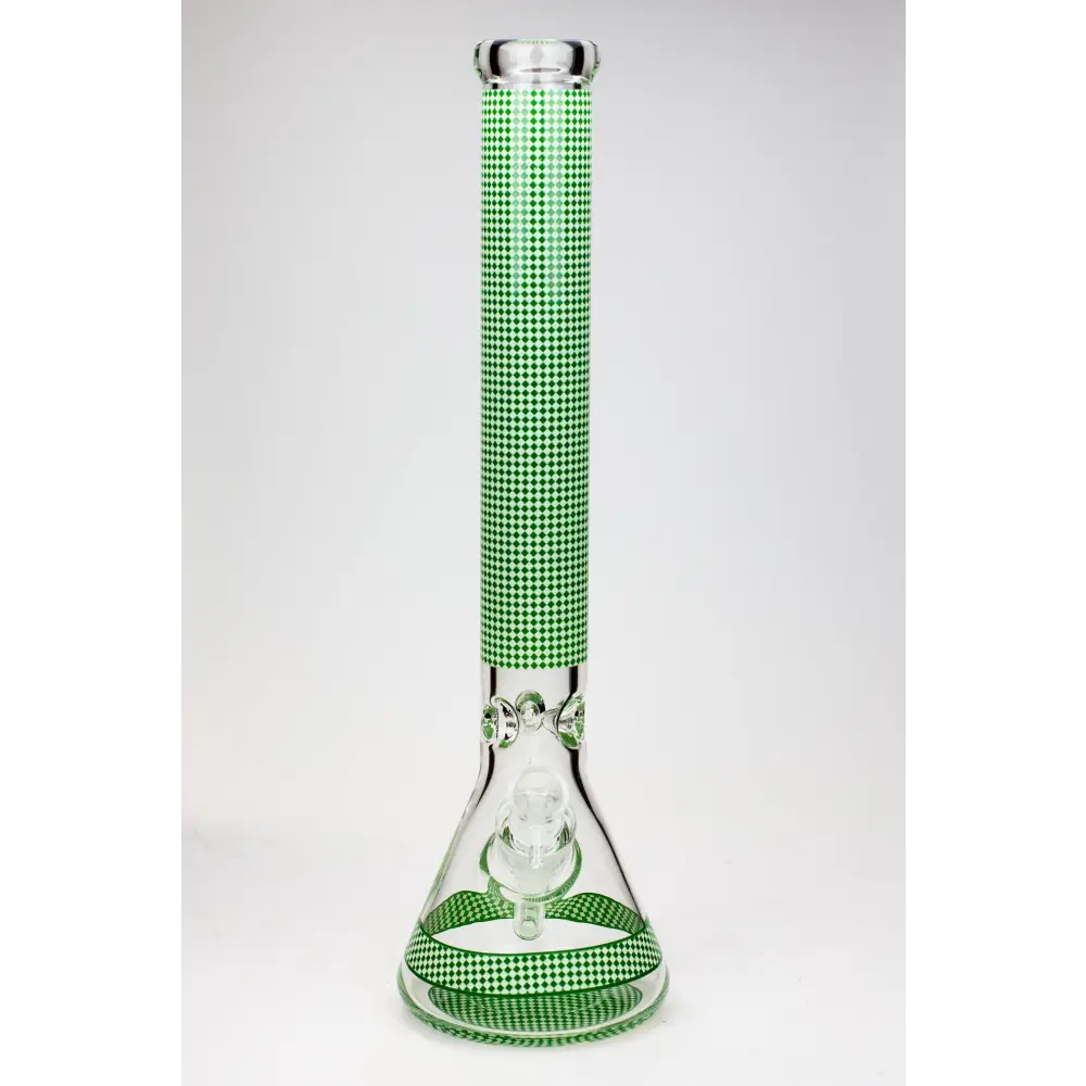 18" Diamond pattern Glow in the dark 7 mm glass beaker bong_3