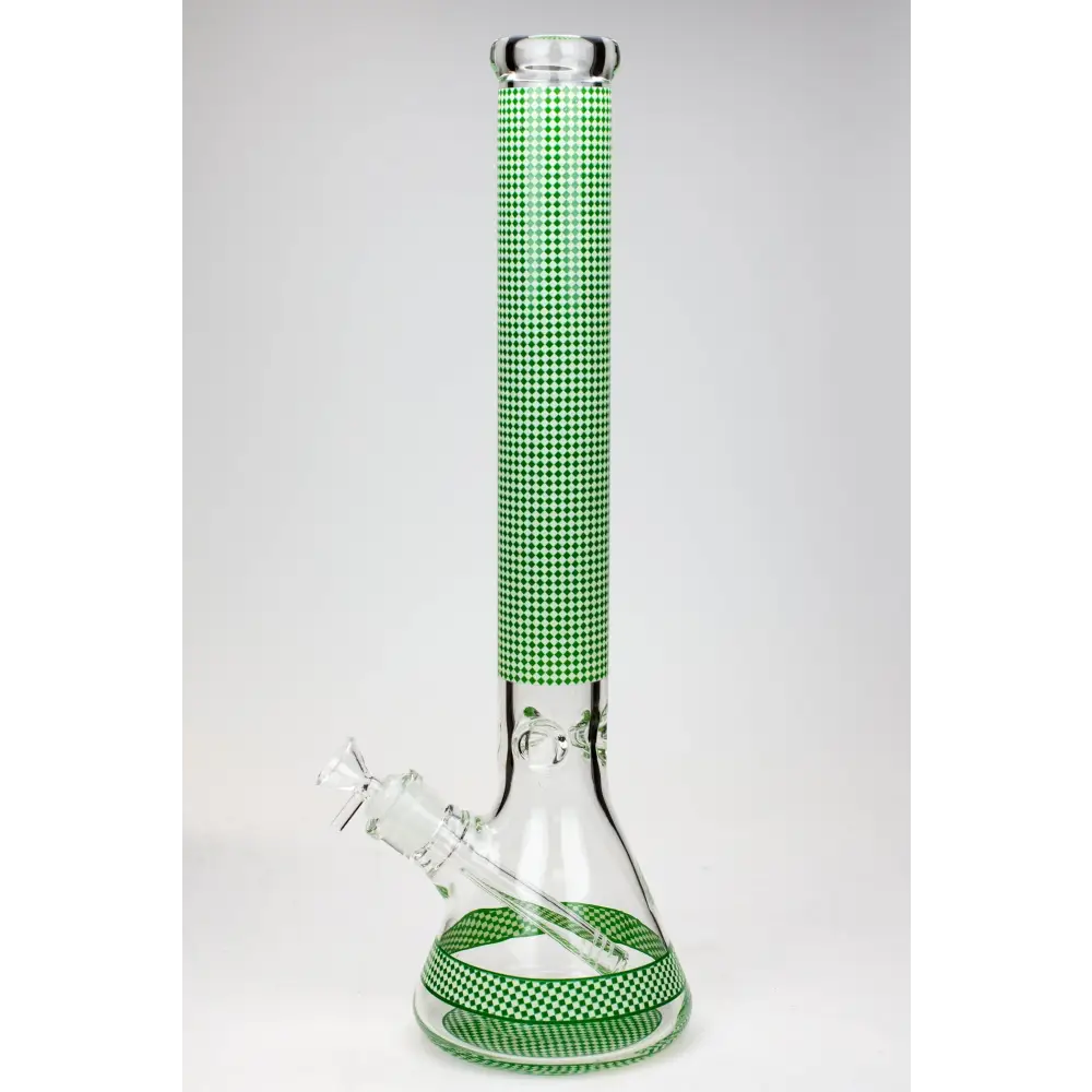 18" Diamond pattern Glow in the dark 7 mm glass beaker bong_2