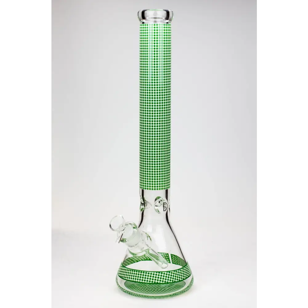 18" Diamond pattern Glow in the dark 7 mm glass beaker bong_6